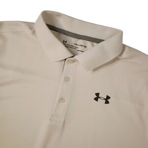 Under Armour Polo Shirt Youth Boys‎ XL Loose Heat Gear White Short Sleeve